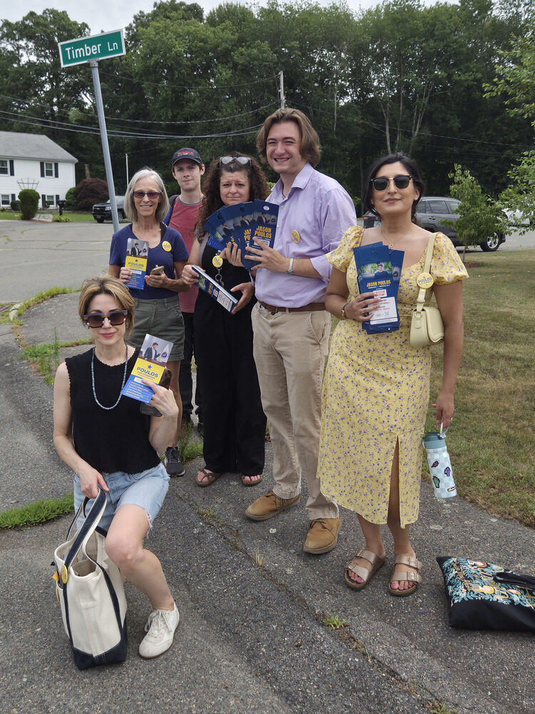 Poulos campaign volunteers canvassing on Timber Lane in MA-04