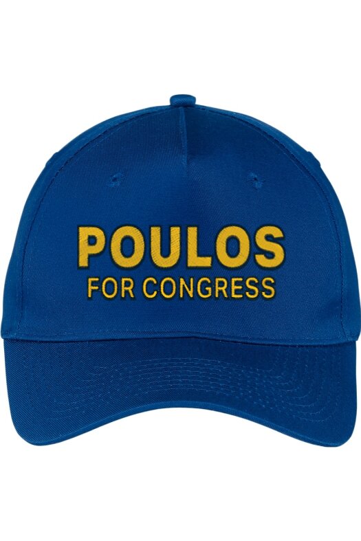 Royal blue Poulos for Congress twill cap