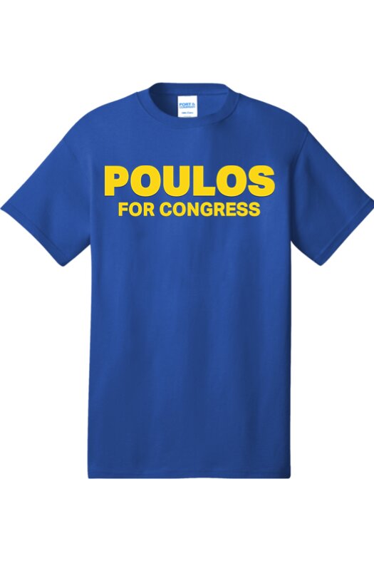 Royal blue Poulos for Congress tee