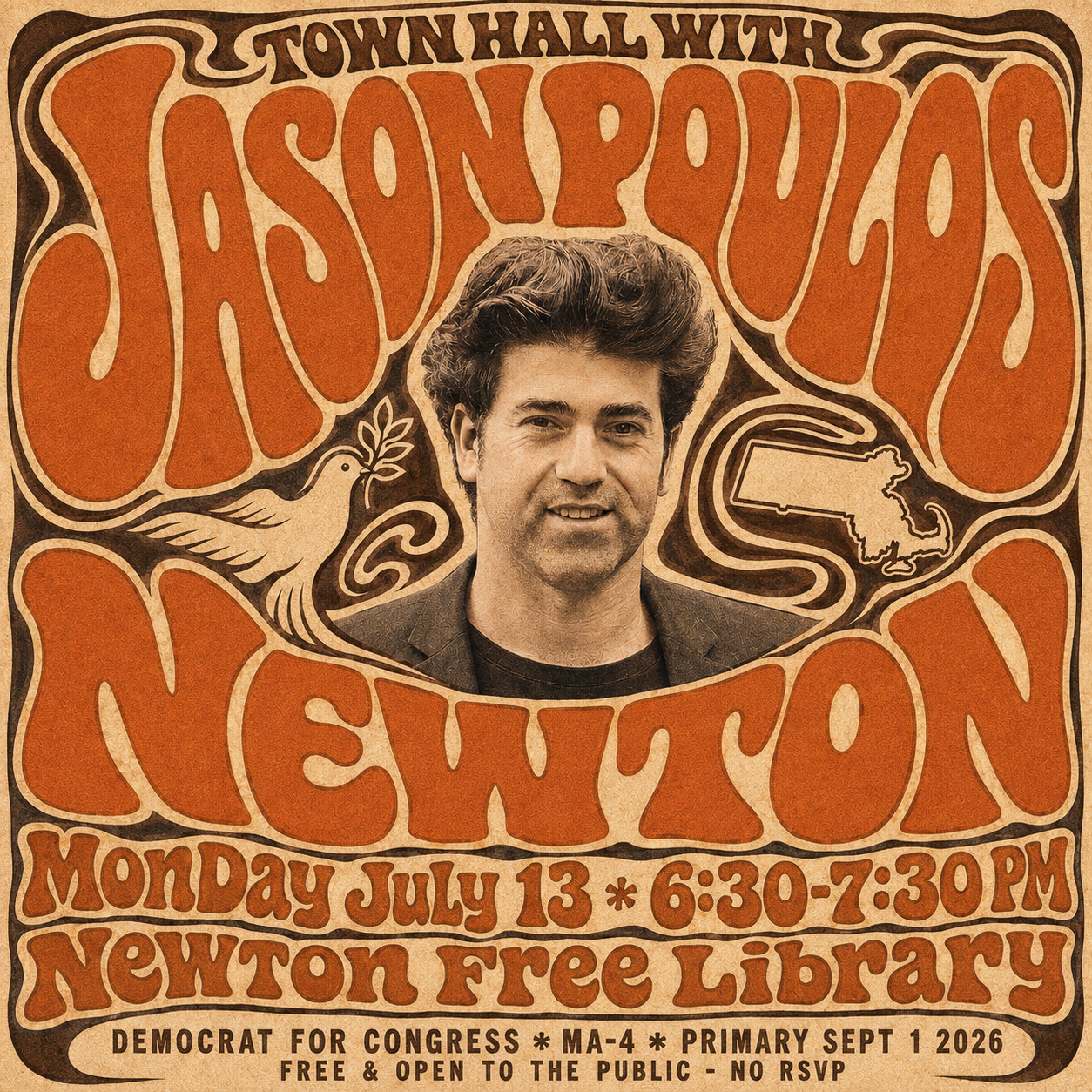 Town Hall with Jason Poulos — Newton, Monday July 13, 6:30–7:30 PM, Newton Free Library