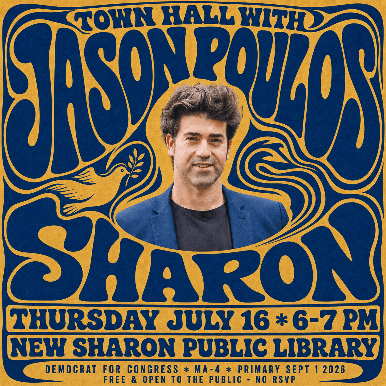 Town Hall with Jason Poulos — Sharon, Thursday July 16, 6:00–7:00 PM, New Sharon Public Library
